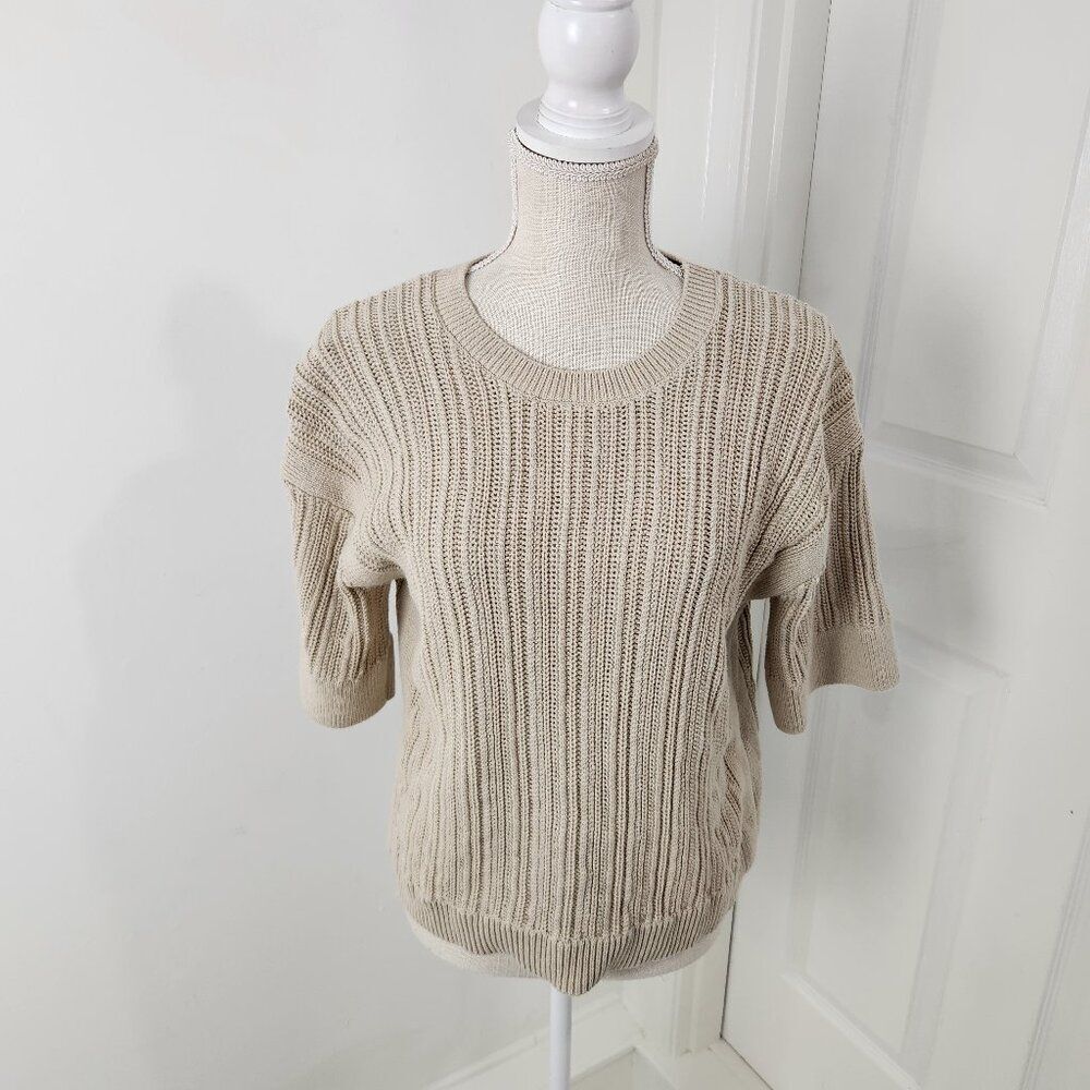 Banana Republic Sweater Womens S Camel Open Stitch Neutral Cover Up Beachy SP24